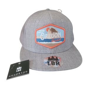little bay root oregon coast vintage haystack rock flat bill snapback hat grey